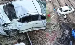 फ्लाई ओवर से बाइक एवं कार ने लगाई छलांग- रेलवे ट्रैक पर गिरी- मचा..