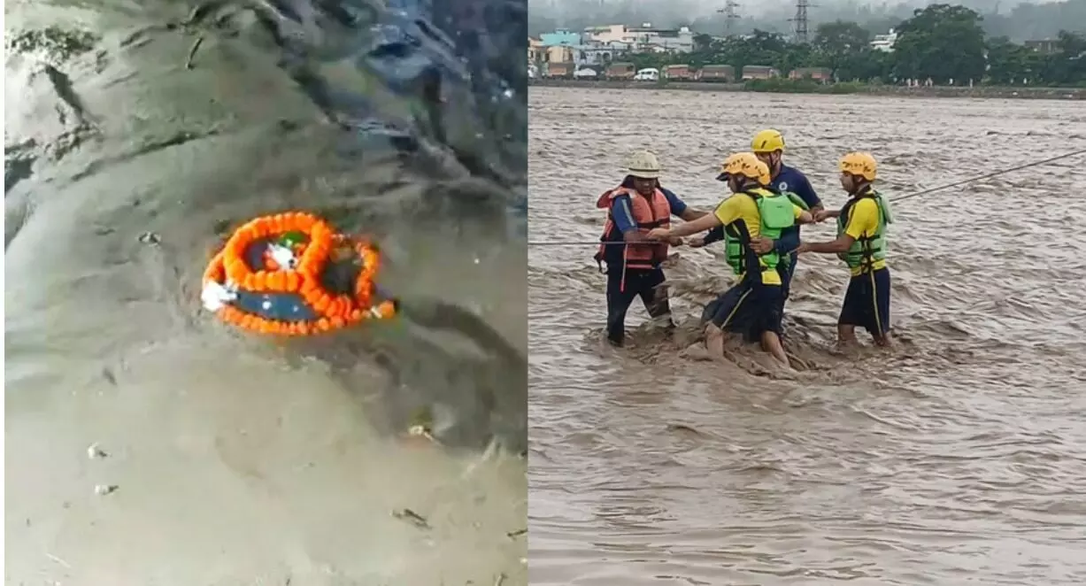 आसमानी आफत- सहस्त्र धारा में फटे बादल से तबाही- शिवलिंग जलमग्न