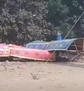रावण कुंभकरण मेघनाथ के पुतलों पर टूटा आंधी का कहर