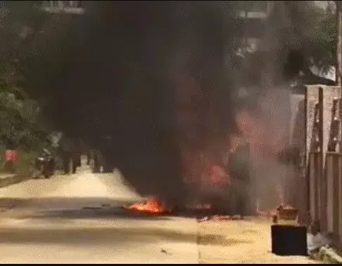 कैंपस में खड़ी थार अचानक बनी आग का गोला- 5 मिनट में जलकर हुई खाक