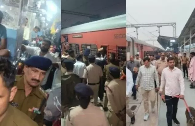 ट्रेन में आतंकवादी और बम- मचा चौतरफा हड़कंप- खंगाला ट्रेन का कोना कोना ट्रेन में आतंकवादी और बम- मचा चौतरफा हड़कंप- खंगाला ट्रेन का कोना कोना