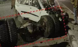 कैंटर में घुसी स्विफ्ट के पूरे परखच्चे-4 दोस्तों की मौत-दूर तक बिखरे..