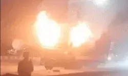 नेशनल हाईवे पर कंटेनर में लगी आग- धमाकों से डरे अन्य गाड़ी चालक