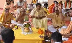 ध्वजा रोहण समारोह के लिए राम मंदिर में शुरू हुआ अनुष्ठान ध्वजा रोहण समारोह के लिए राम मंदिर में शुरू हुआ अनुष्ठान