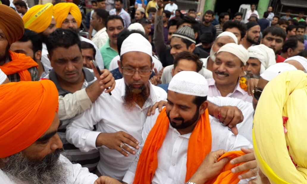 पै़गाम-ए-इंसानियत के मंच से लगे जो बोले सो निहाल, सतश्री अकाल  और नारे तकबीर अल्लाह-हू-अकबर के नारे