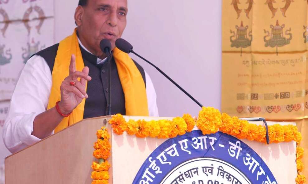 The Union Minister for Defence, Rajnath Singh addressing the addressing the gathering at the inauguration of the Ladakhi-Kisan-Jawan-Vigyan Mela, organised by the Defence Institute of High Altitude Research (DIHAR) of DRDO, at Leh on August 29, 2019.