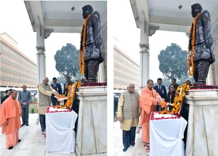 भारत रत्न लाल बहादुर शास्त्री  की पुण्यतिथि पर राज्यपाल और मुख्यमंत्री ने प्रतिमा पर पुष्पांजलि और श्रद्धांजलि अर्पित की
