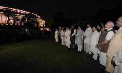The Prime Minister, Narendra Modi inaugurates the dynamic lighting facility, at Parliament House Complex, in New Delhi The Prime Minister, Narendra Modi inaugurates the dynamic lighting facility, at Parliament House Complex, in New Delhi